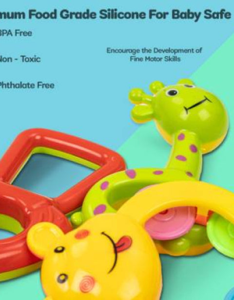 Newborn baby toys Rattles Set for Babies 0-6 Months, 5 Rattle Set - BUYSQUARE