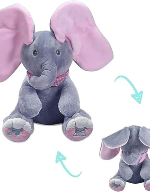 Peekaboo Interactive Elephant Musical Stuffed Toy, Animal Plush for Children - BUYSQUARE
