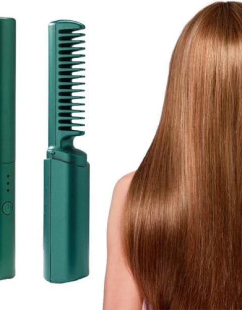 Rechargeable Mini Hair Straightener, Portable Cordless Hair Straightener Brush, 3 Adjustable Temp Flat Iron - BUYSQUARE