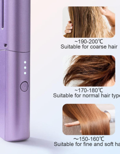 Rechargeable Mini Hair Straightener, Portable Cordless Hair Straightener Brush, 3 Adjustable Temp Flat Iron - BUYSQUARE