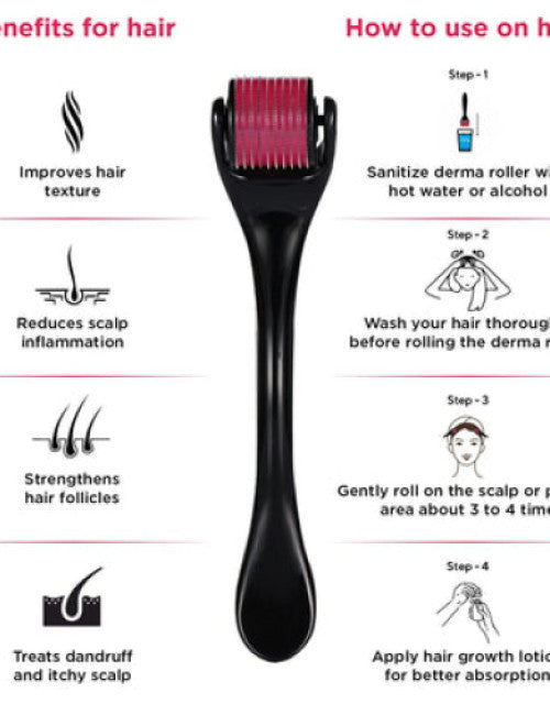 Roller Derma 0.5 mm Microneedle Titanium Micro Needle Derma Roller System Therapy For Acne Scar - BUYSQUARE
