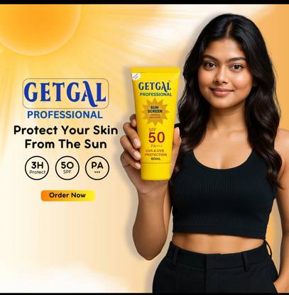 Getgal Professional Mattifying Sunscreen SPF 50 PA+++ Pack of 2 with UVA and UVB protection