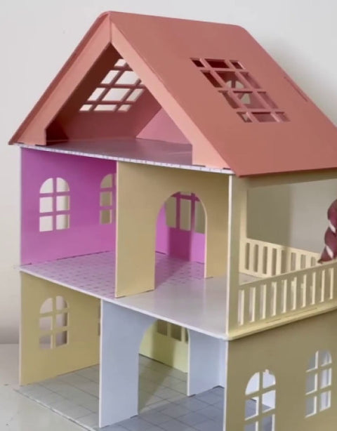 Wooden Toy House with Furniture for Kids (Free Paint Set) - BUYSQUARE