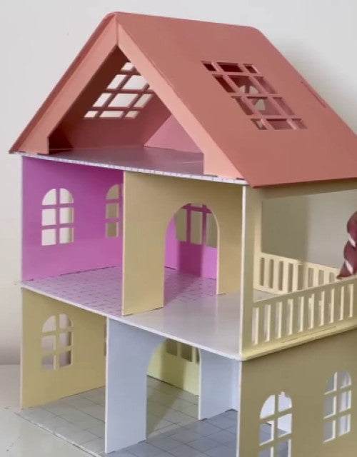 Wooden Toy House with Furniture for Kids (Free Paint Set) - BUYSQUARE