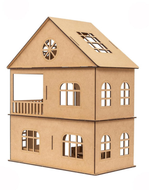 Wooden Toy House with Furniture for Kids (Free Paint Set) - BUYSQUARE