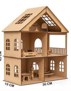 Wooden Toy House with Furniture for Kids (Free Paint Set) - BUYSQUARE