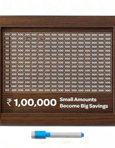 Wooden Money Piggy Bank, Money Saving Box, Gullak Rs.10000 Goal Tracker - BUYSQUARE