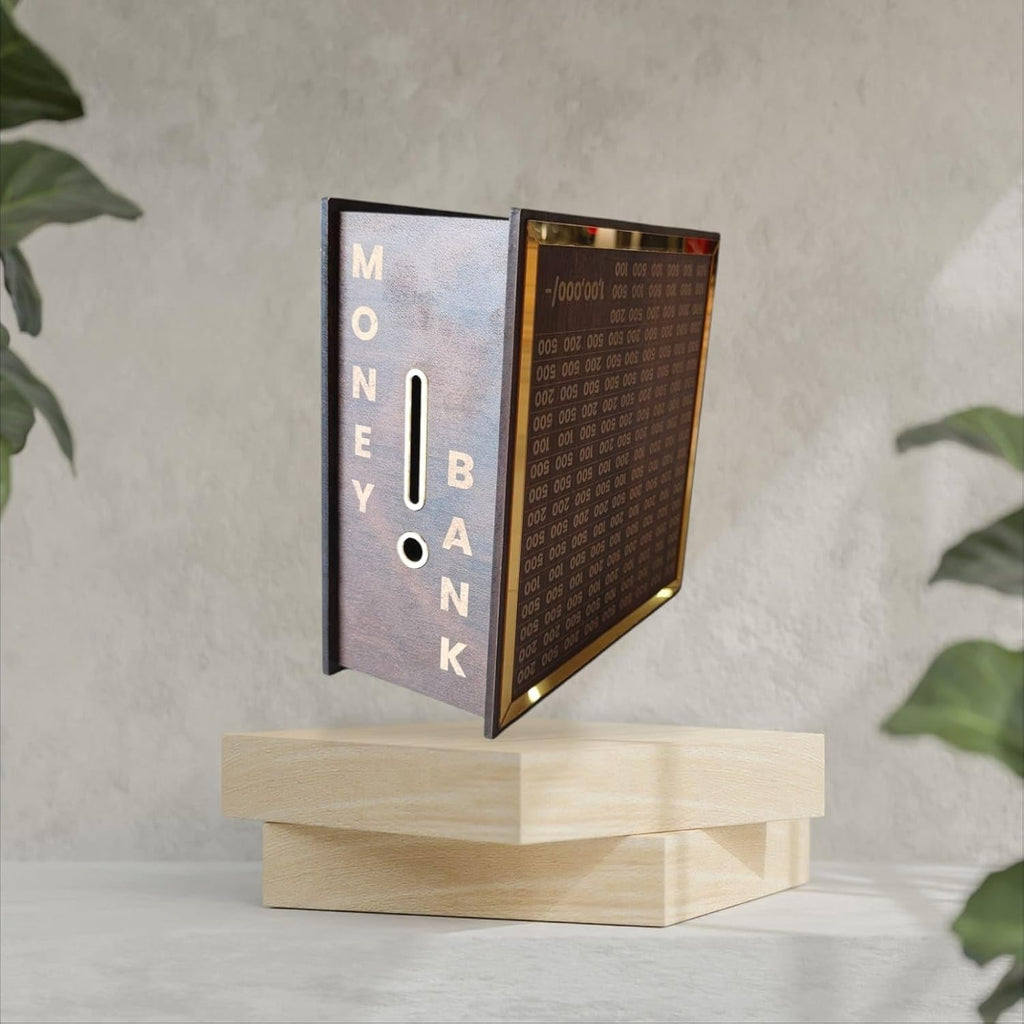 Wooden money saving piggy bank